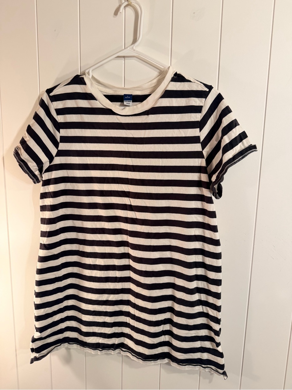 Old Navy Black & White Striped Crewneck Tee | Women’s Large Petite